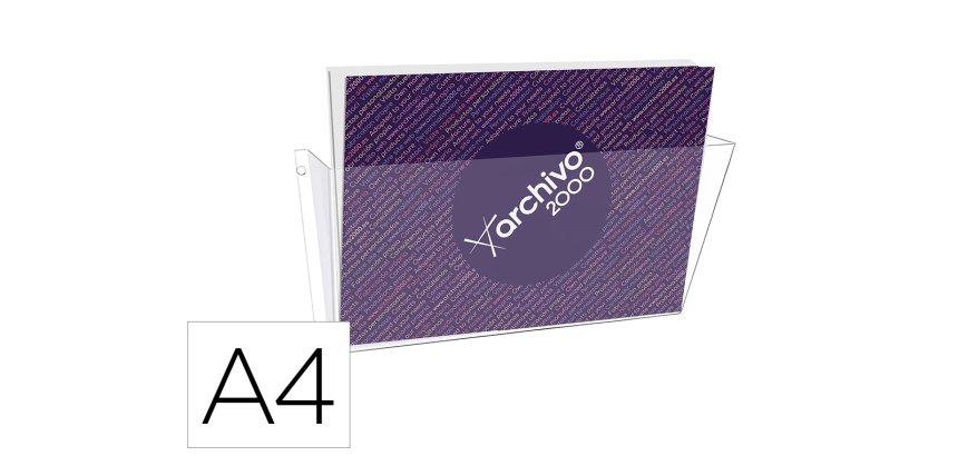Expositor mural archivo 2000 din a4 horizontal 1 compartimento plastico transparente 80x365x180 mm