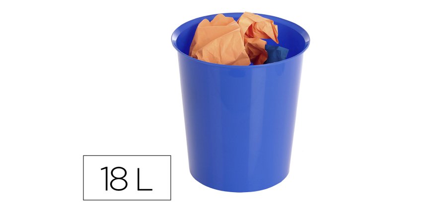 Papelera plastico archivo 2000 ecogreen 100% reciclada 18 litros color azul 290x310 mm