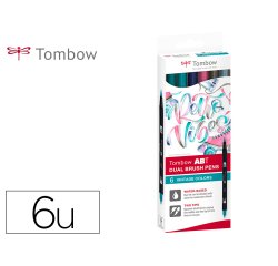 Rotulador tombow abt dual brush acuarelable doble punta fina/pincel estuche de 6 colores vintage