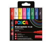 Rotulador uni posca pc-1m/8c marcador de pintura punta conica 0,7-1 mm estuche de 8 unidades colores basicos
