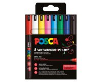Rotulador uni posca pc1mr/8c marcador de pintura punta extrafina 0,7 mm estuche de 8 unidades colores basicos