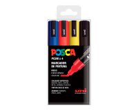 Rotulador uni posca pc-5m/4c marcador de pintura punta conica 1,8-2,5 mm estuche de 4 unidades colores basicos