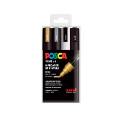 Rotulador uni posca pc-5m/4c marcador de pintura punta conica 1,8-2,5 mm gswb estuche de 4 unidades