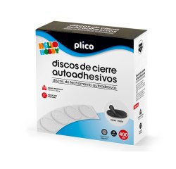 Disco de cierre plico velcro autoadhesivo 20 mm diametro color negro caja de 400 unidades