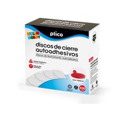 Disco de cierre plico velcro autoadhesivo 20 mm diametro color rojo caja de 200 unidades