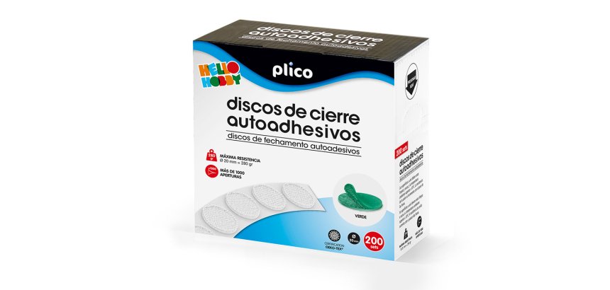 Disco de cierre plico velcro autoadhesivo 20 mm diametro color verde caja de 200 unidades