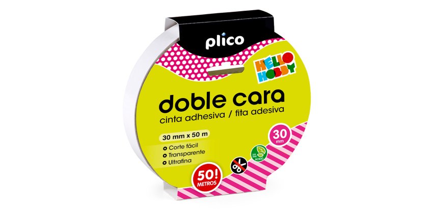 Cinta adhesiva plico doble cara transparente 50 m x 30 mm