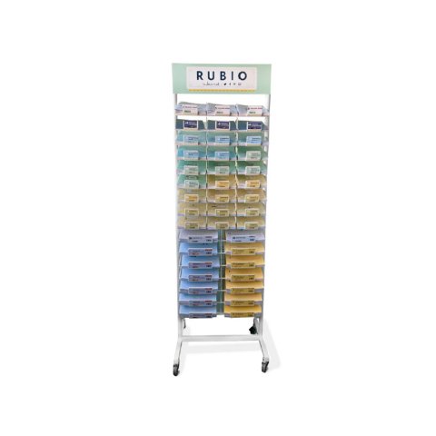 Expositor rubio suelo metalico pequeño cuadernos 400 unidades surtidas
