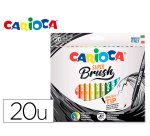 Rotulador carioca punta de pincel lavable caja de 20 unidades colores surtidos