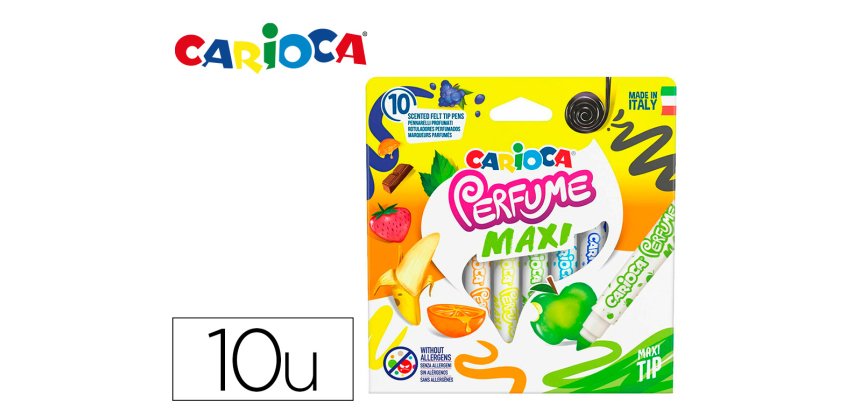 Rotuladores Carioca Perfumados punta maxi lavable caja de 10 unidades colores surtidos