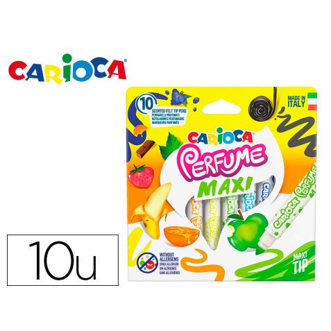 Rotuladores Carioca Perfumados punta maxi lavable caja de 10 unidades colores surtidos