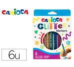 Rotulador carioca glitter purpurina punta 1 mm caja de 6 unidades colores surtidos