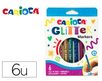 Rotulador carioca glitter purpurina punta 1 mm caja de 6 unidades colores surtidos
