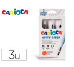 Pincel carioca recargable agua redondo caja de 3 unidades puntas surtidas