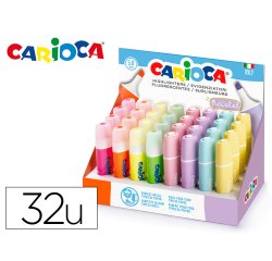 Rotulador carioca fluorescente color pastel expositor de 32 unidades colores surtidos