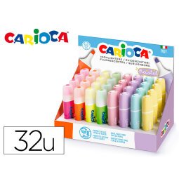 Rotulador carioca fluorescente color pastel expositor de 32 unidades colores surtidos