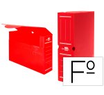 Caja archivo definitivo plastico liderpapel lomo 100 mm rojo 360x100x260 mm