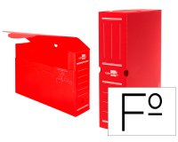 Caja archivo definitivo plastico liderpapel lomo 100 mm rojo 360x100x260 mm