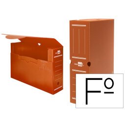 Caja archivo definitivo plastico liderpapel lomo 100 mm marron 360x100x260 mm