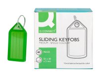 Llavero portaetiquetas q-connect premium color verde caja de 40 unidades