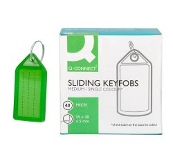 Llavero portaetiquetas q-connect premium color verde caja de 40 unidades