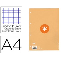 Recambio liderpapel A4 antartik 80 hojas 90g/m2 cuadro 5mm 4 taladros 1 banda con marco color amarillo