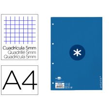 Recambio liderpapel A4 antartik 80 hojas 90g/m2 cuadro 5mm 4 taladros 1 banda con marco color azul oscuro