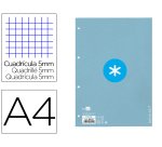 Recambio liderpapel A4 antartik 80 hojas 90g/m2 cuadro 5mm 4 taladros 1 banda con marco color celeste