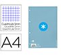 Recambio liderpapel A4 antartik 80 hojas 90g/m2 cuadro 5mm 4 taladros 1 banda con marco color celeste