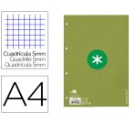Recambio antartik a4 80 hojas 90gr cuadro 5mm 4 taladros 1 banda con marco color verde