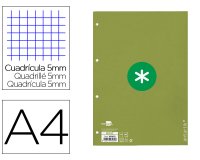 Recambio antartik a4 80 hojas 90gr cuadro 5mm 4 taladros 1 banda con marco color verde