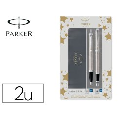 Juego parker im essential acero ct boligrafo + pluma