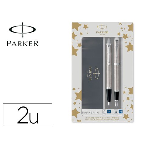 Juego parker im essential acero ct boligrafo + pluma