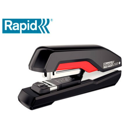 Grapadora rapid s27 fullstrip plastico capacidad de grapado 30 hojas usa grapas 24/6 y 26/6 color negro/rojo