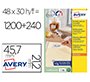 Etiqueta adhesiva avery blanca removible para laser ink-jet fotocopiadora 45,7x 21,2 mm caja de 1200 unidades