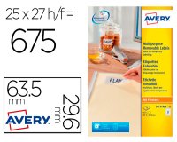 Etiqueta adhesiva avery blanca removible laser ink-jet fotocopiadora 63,5x29,6 mm caja de 675 unidades