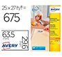 Etiqueta adhesiva avery blanca removible laser ink-jet fotocopiadora 63,5 x 29,6 mm caja de 675 unidades