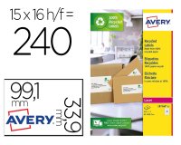 Etiqueta adhesiva avery blanca permanente reciclada 100% laser 99,1x33,9 mm caja de 240 unidades