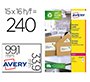 Etiqueta adhesiva avery blanca permanente reciclada 100% laser 99,1x33,9 mm caja de 240 unidades