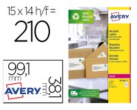 Etiqueta adhesiva avery blanca permanente reciclada 100% laser 99,1x38,1 mm caja de 210 unidades