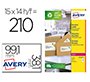 Etiqueta adhesiva avery blanca permanente reciclada 100% laser 99,1x38,1 mm caja de 210 unidades