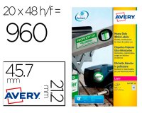 Etiqueta adhesiva resistente avery poliester blanco laser 45,7x21,2 mm caja de 960 unidades