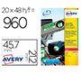 Etiqueta adhesiva resistente avery poliester blanco laser 45,7x21,2 mm caja de 960 unidades