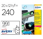 Etiqueta adhesiva resistente avery poliester blanco laser 99,1x42,3 mm caja de 240 unidades