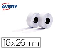 Etiqueta avery ondulada blanca permanente 26x16 mm para etiquetadora pl21/18 caja de 10 rollos de 1200 etiqietas