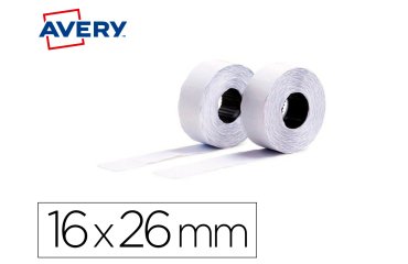 Etiqueta avery ondulada blanca permanente 26x16 mm para etiquetadora pl21/18 caja de 10 rollos de 1200 etiqietas