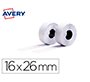 Etiqueta avery ondulada blanca permanente 26x16 mm para etiquetadora pl21/18 caja de 10 rollos de 1200 etiqietas