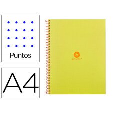 Cuaderno espiral a4 micro antartik dots tapa forrada 80h 90 gr rayado puntos 1 banda 4 taladros amarillo