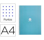 Cuaderno espiral a4 micro antartik dots tapa forrada 80h 90 gr rayado puntos 1 banda 4 taladros celeste