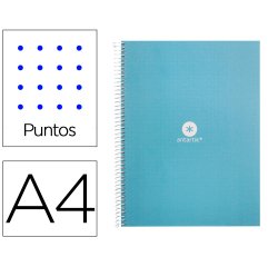Cuaderno espiral a4 micro antartik dots tapa forrada 80h 90 gr rayado puntos 1 banda 4 taladros celeste